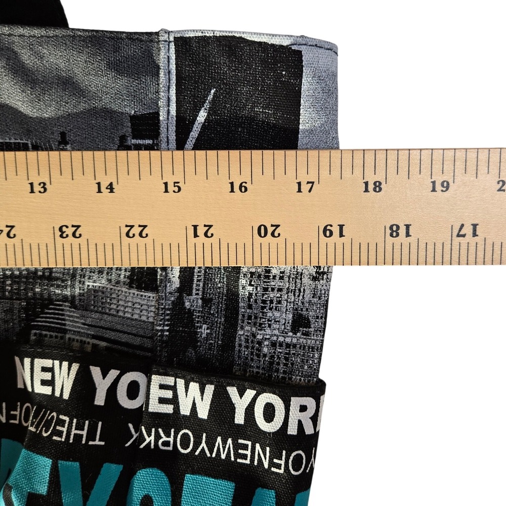Robin Ruth New York Statue of Liberty Canvas Tote Bag Black Teal NYC Skyline - Picture 8 of 10